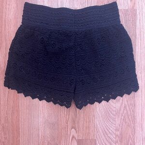 Rewind Black High Waist Lace Shorts